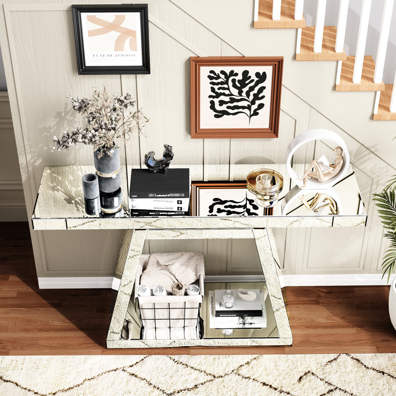 55,5 "Table de vestibule 55,9" moderne avec base stable, rangement ouvert pour la console d'escalier
