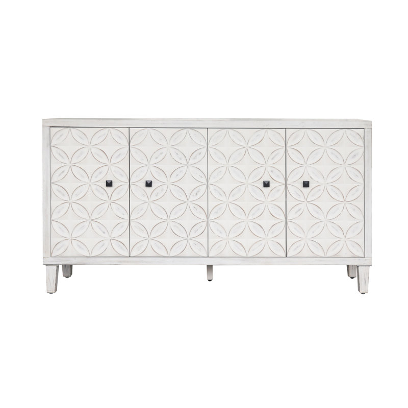Armoire en bois blanc délavé pour décoration côtière