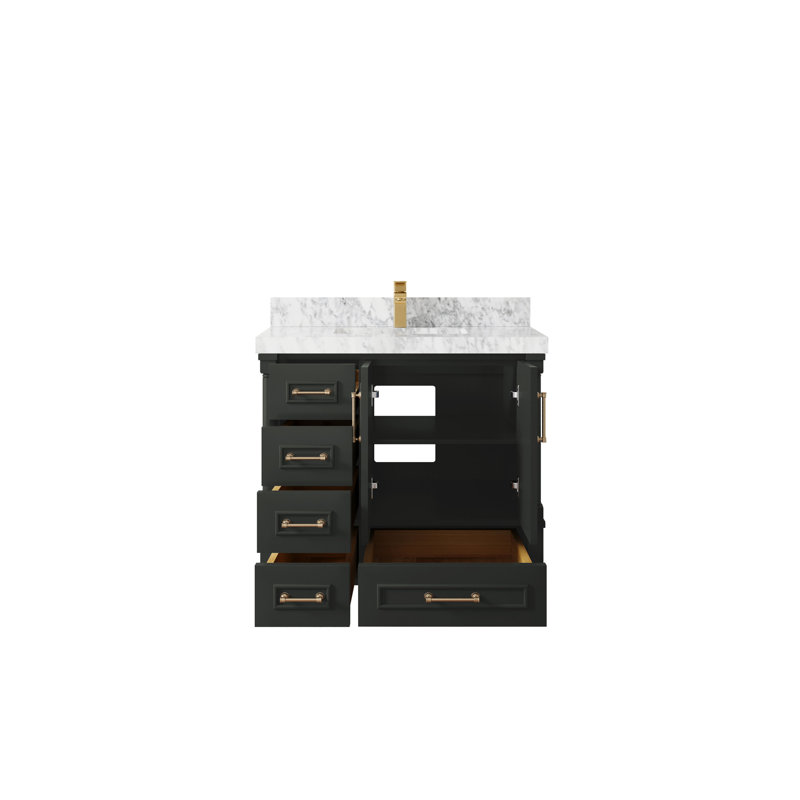 Aberdeen 36'' Single Bathroom Vanity with Top, Carrara Marble