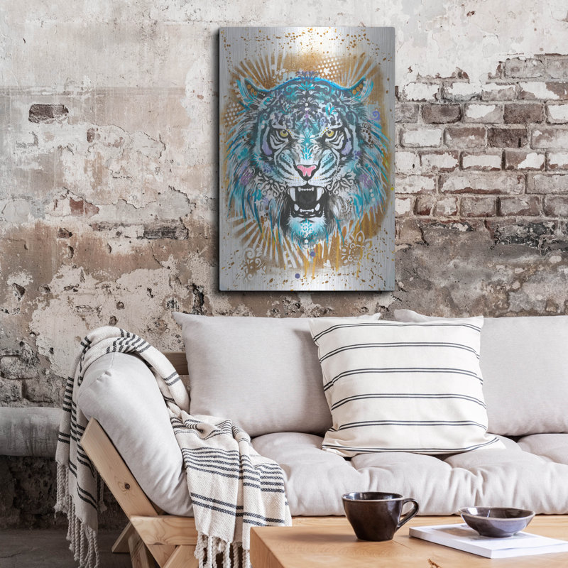 Bungalow rose «Fierce 1» par Dean Russo, art mural en métal, H 36 po x l 24 po