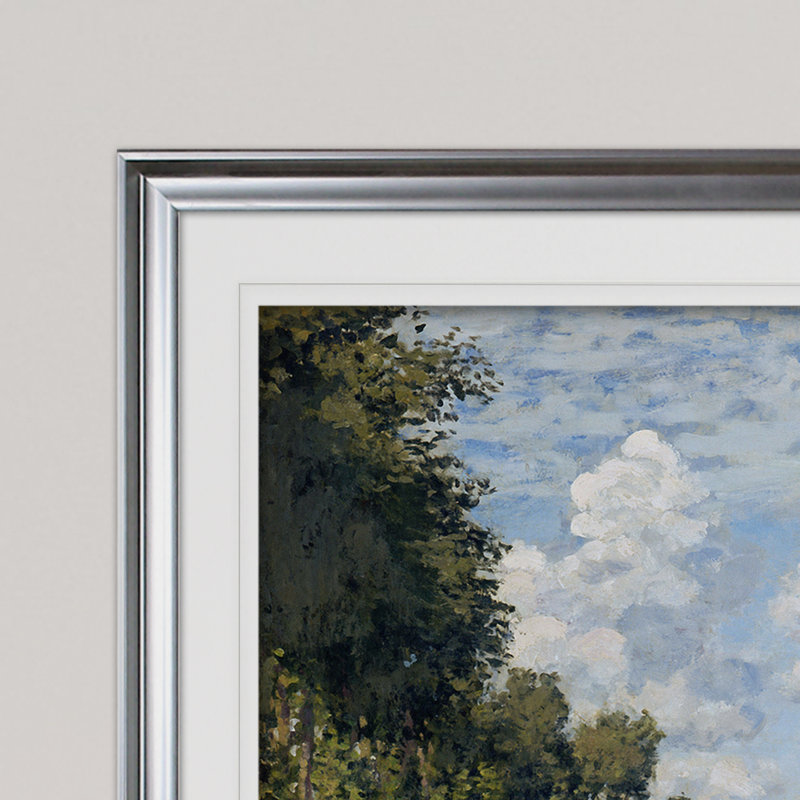 «Basin at Argenteuil» par Claude Monet, reproduction, Cadre argenté, H 31 po x l 43 po x P 1,5 po