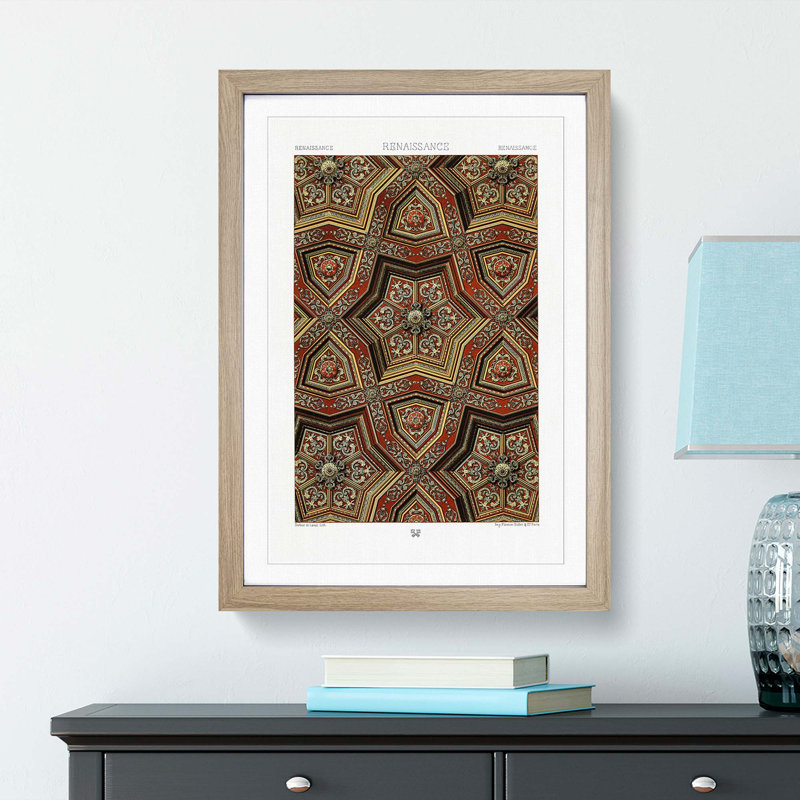 A Renaissance Pattern by Albert Racinet - Picture Frame Painting Print, 87cm H x 62cm W x 2cm D, Oak Framed