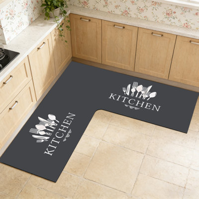 Tapis de cuisine pour salon Tapis de sol Tapis de coin en L Tapis de cuisine antidérapant absorbant les tapis de cuisine pour la cuisine foncé