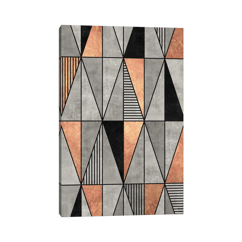 Béton et triangles de cuivre, H 12 po x l 8 po x P 0,75 po