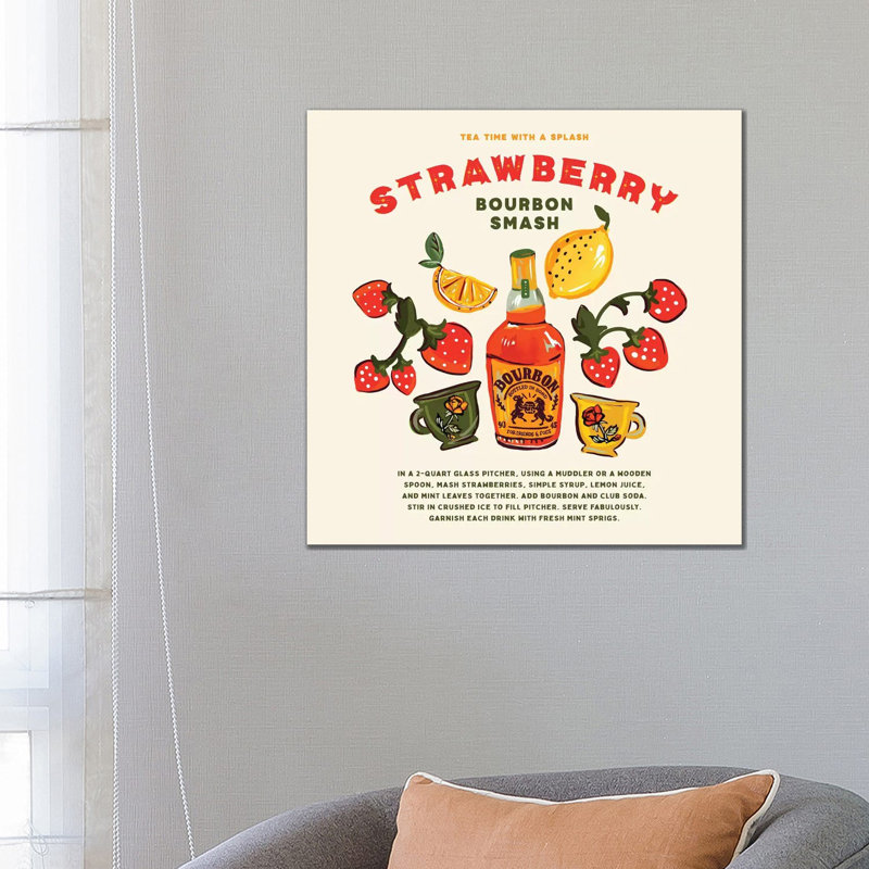 Strawberry Bourbon Recipe - Wrapped Canvas Print, 66.04cm H x 66.04cm W x 1.91cm D