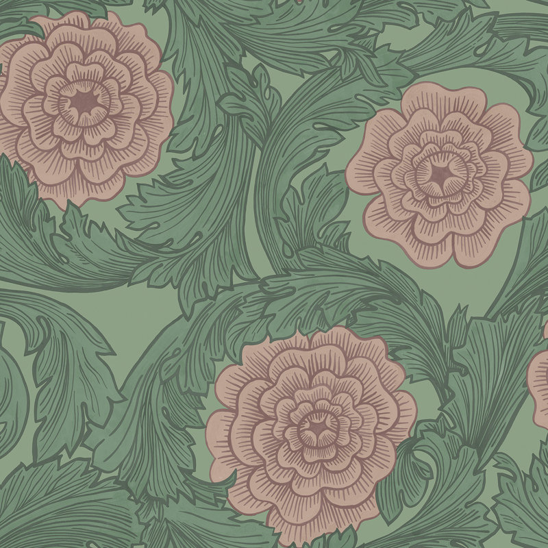 Asbury 10.05m x 53cm Matte Wallpaper Roll, Green