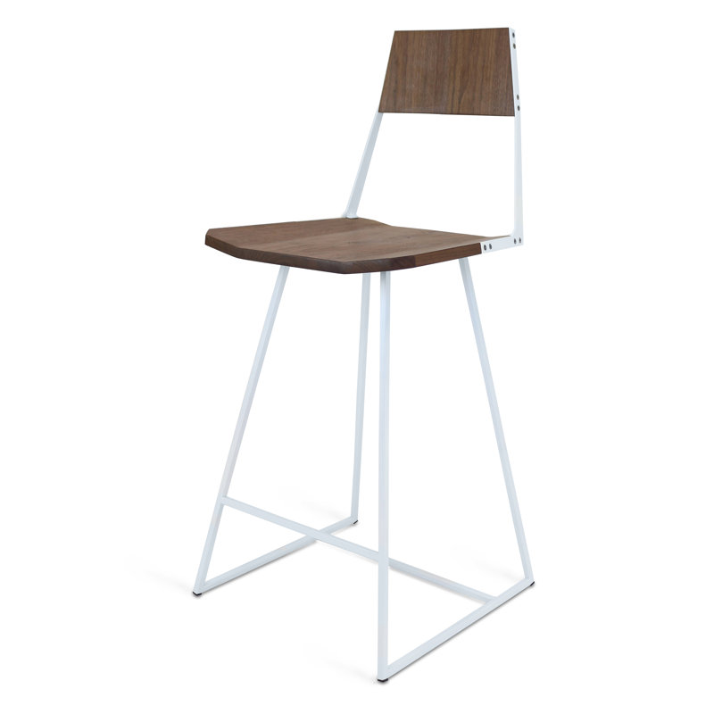 Tabouret de bar et de comptoir en bois massif, Blanc, Tabouret de comptoir (assise de 26 po de hauteur)