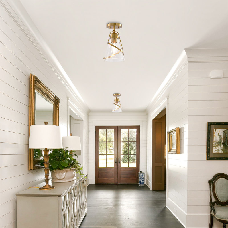 Glass Semi Flush Mount Ceiling Light