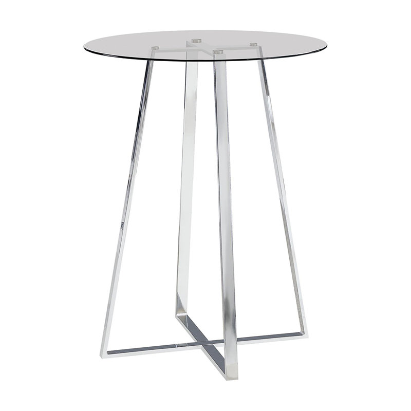 Jashanti Round Bar Table in Clear and Chrome