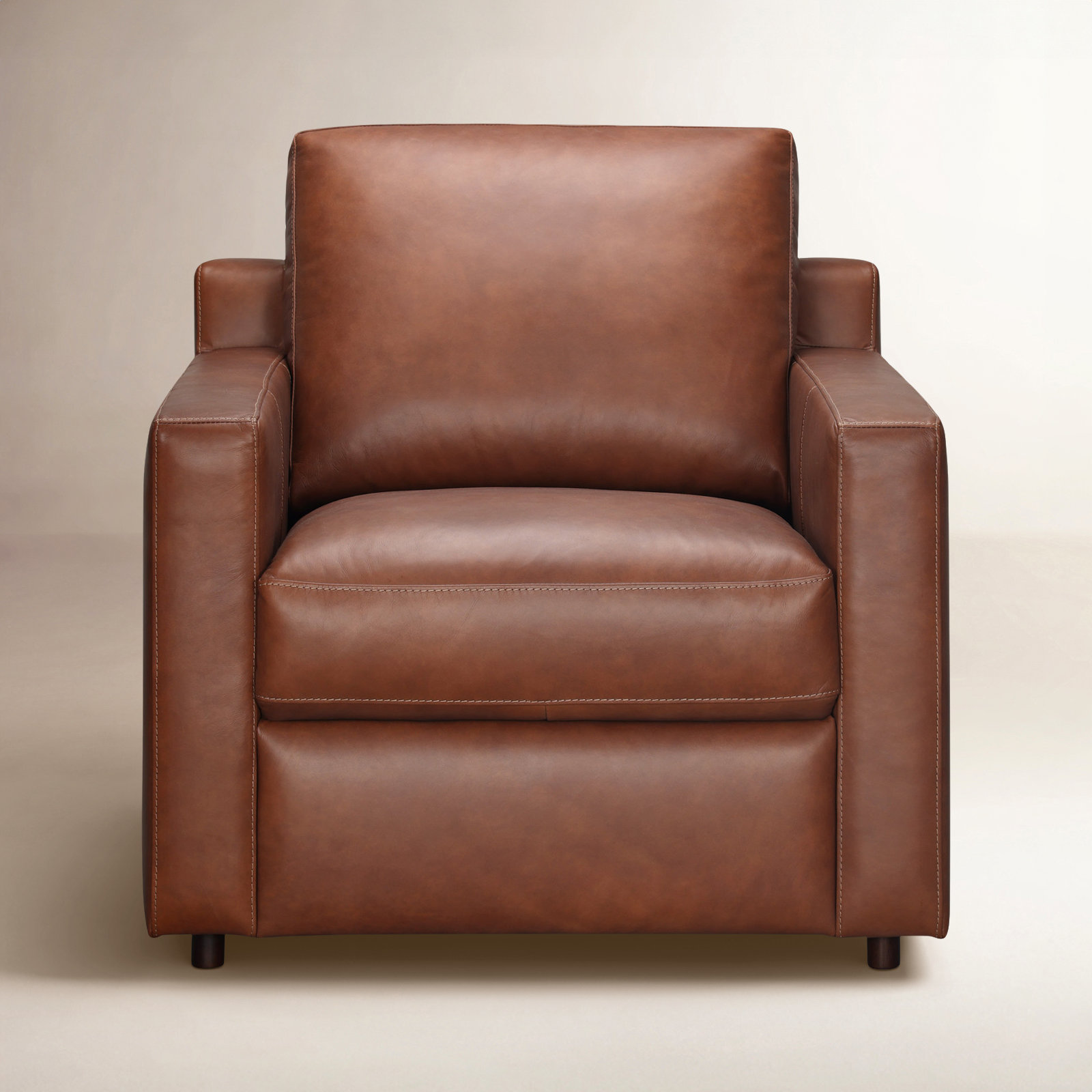  Genuine Leather Club Chair, Vintage Brown Top Grain Genuine Leather