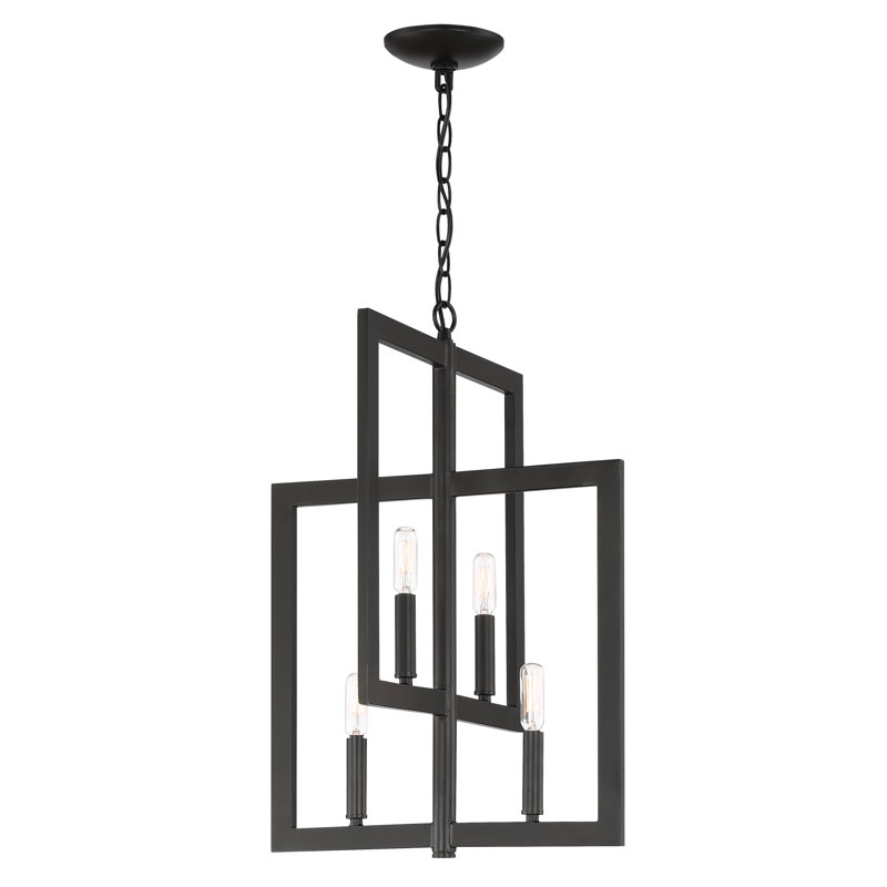 Biay 4 - Light Lantern Geometric Chandelier, Espresso