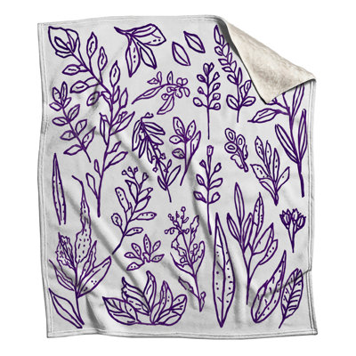 Purple Botanical Illustrations Blankets