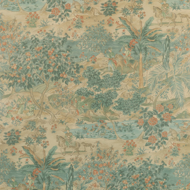 32.94' L x 26.97" W Smooth Wallpaper Roll, Sage/Beige