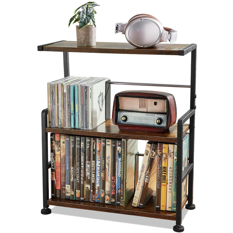 CD Storage Rack, 3-Tier CD Holder For Coutertop, Wooden CD Organizer, DVD Storage Shelf, Holds Up To 70 Standard CD, Adjustable Cds Dividers
