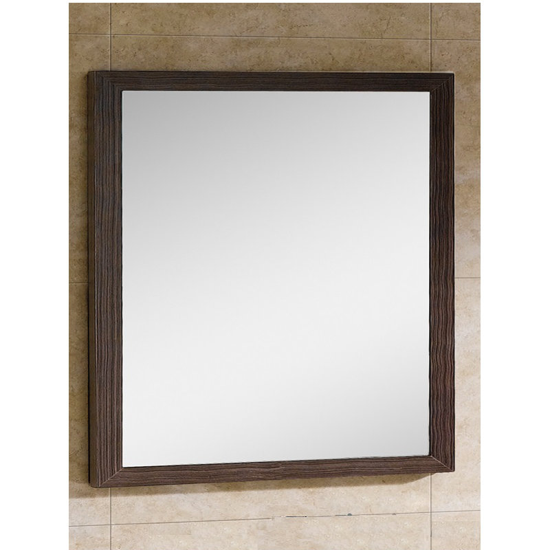 Heyer Wood Wall Mirror, 33.5" H x 21.63" W, Ebony Wave