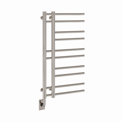Chauffe-serviettes électrique mural 19,5 "x 37" Ortona - Nickel poli, rempli de fluide, conception unique, garantie à vie