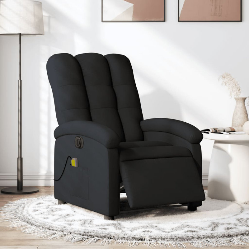 Fauteuil inclinable de massage vidaXL, dossier / repose-pieds réglable, tissu, Tissu noir, Courant