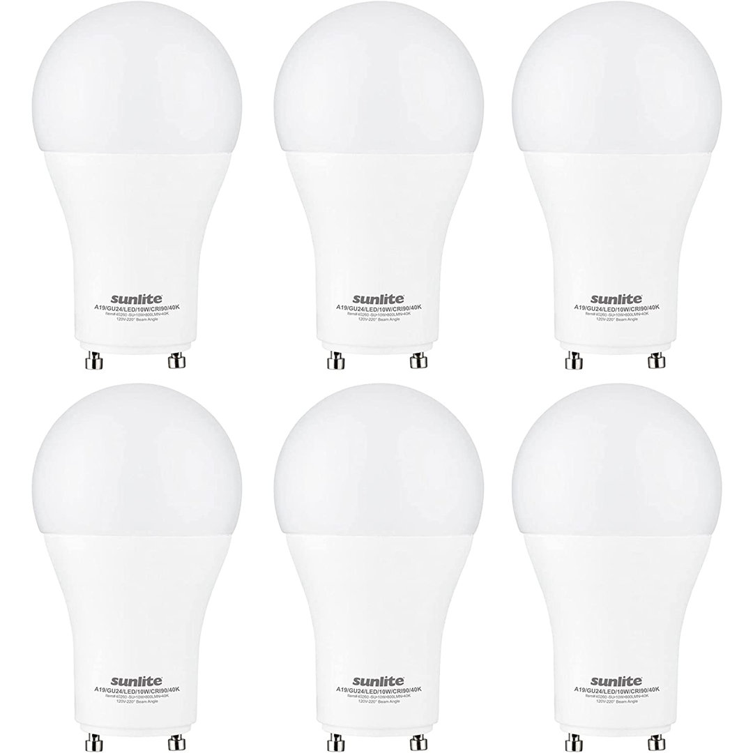 10 Watt 60 Watt Equivalent LED Dimmable Light Bulb Warm White (Set of 6) Sunlite