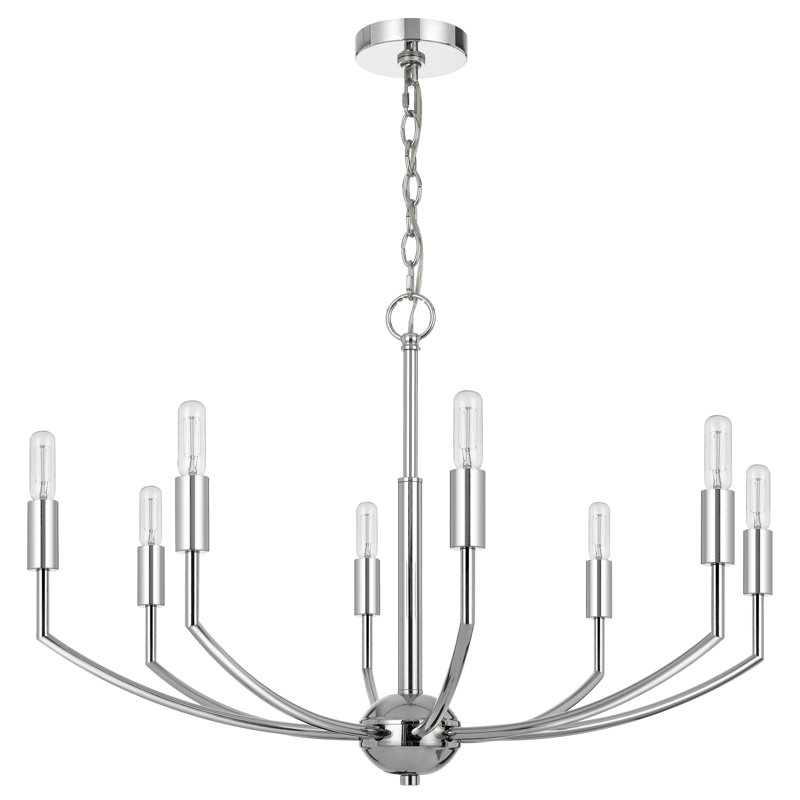 Cal Lighting Maxton Metal Chandelier With Eight Lights Chrome Finish 19" H