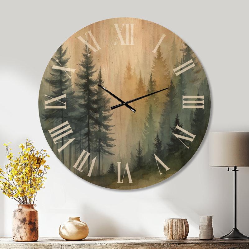 Très grande horloge murale en bois nature, Oversized