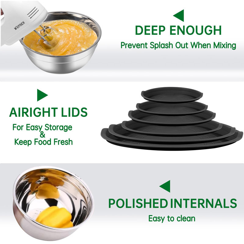 27-Piece Stainless Steel Mixing Bowl Set with Lids and Utensils