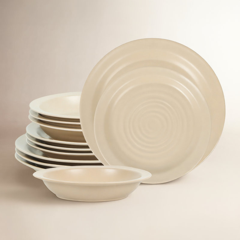 Stone Lain Orbit 12-Piece Dinnerware Set Stoneware, Beige