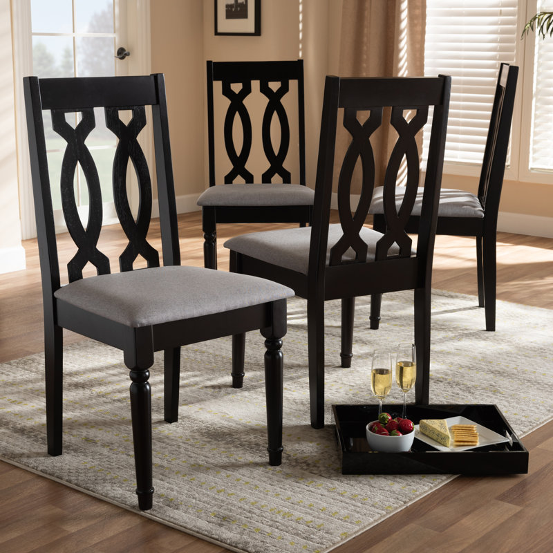 Gautieri 18.5'' H Fabric Upholstered Oak Side Chair, Gray