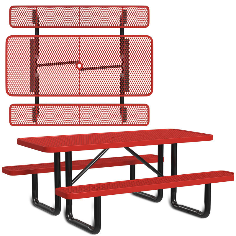 Leisure Craft Standard Outdoor Picnic Table, Red, 72" W