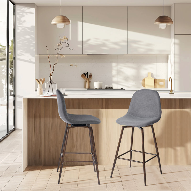 Gillham 360° Swivel Bar Height Stools Solid Back Bar Chairs with Backrest, Footrest for Kicthen/Bar