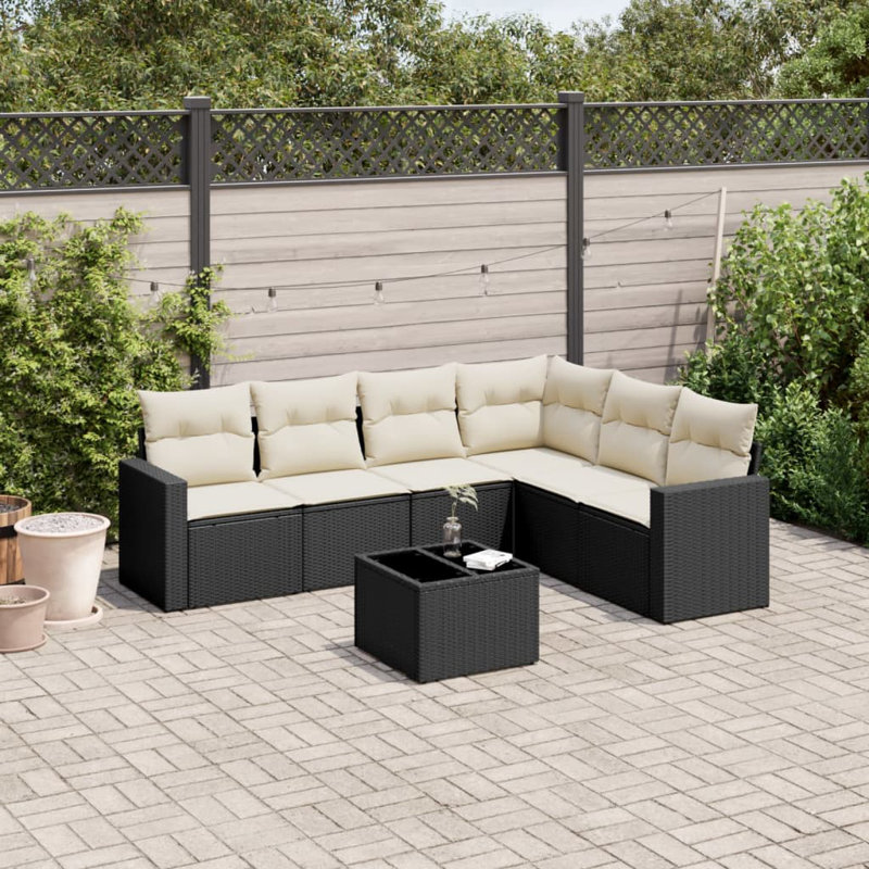 Ensemble de canapé de jardin Vidaxl PE, Noir
