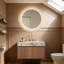 Meuble-lavabo de salle de bain, armoire de rangement en contreplaqué flottant avec tiroir et porte, plateau en pierre frittée gris clair et lavabo en céramique-306290666-306290675-306290677