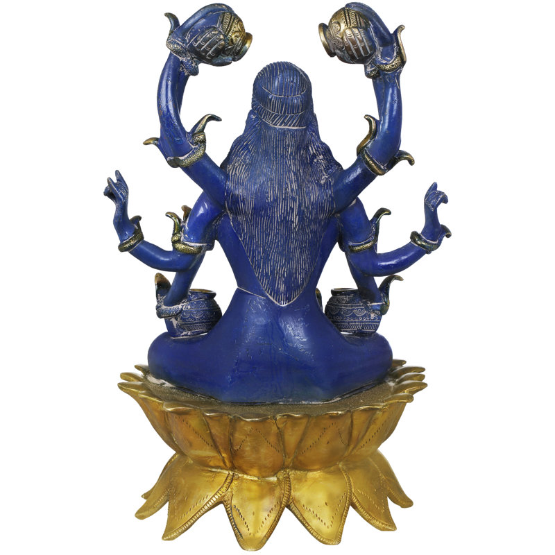 Figurine Ashtabhujadhari, Bleu / or
