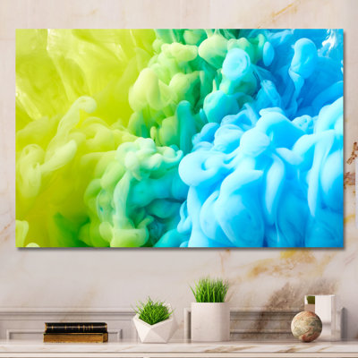 Encre liquide verte et bleue - reproduction sur toile flottante