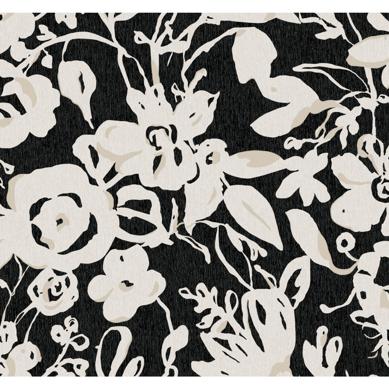 Floral Wallpaper, Black