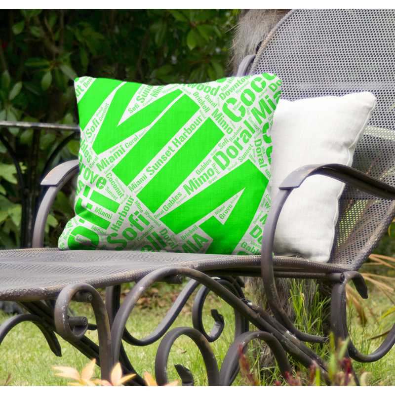 Coussin intérieur / extérieur Miami, H 18 po x l 18 po, Oui, Vert
