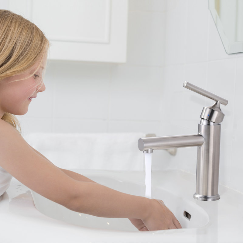 Centerset Single-handle Bathroom Faucet with Drain Assembly, Brushed Nickel