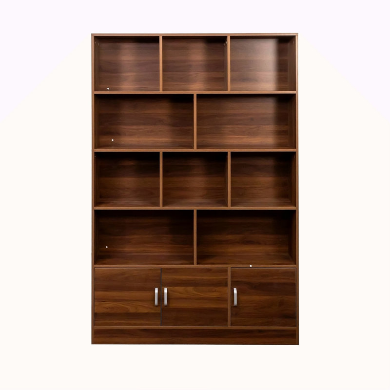 Bibliothèque de 70,87 po de hauteur avec 10 cubes et 3 portes, bibliothèque à 4 niveaux, bibliothèque ouverte avec armoire, rangement à cubes moderne pour le salon et le bureau