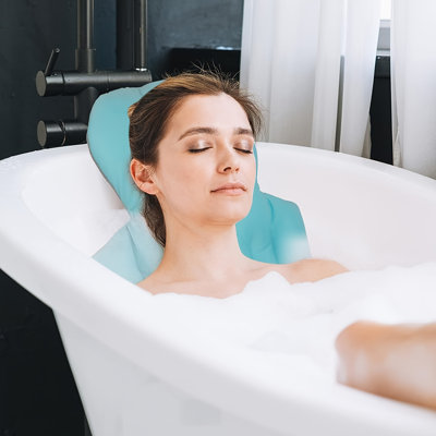 2PC Full Body Bath Pillow, Head And Neck Shoulder Back Support Spa Bathtub Pillow, Quick Drying Ergonomic Headrest Pad