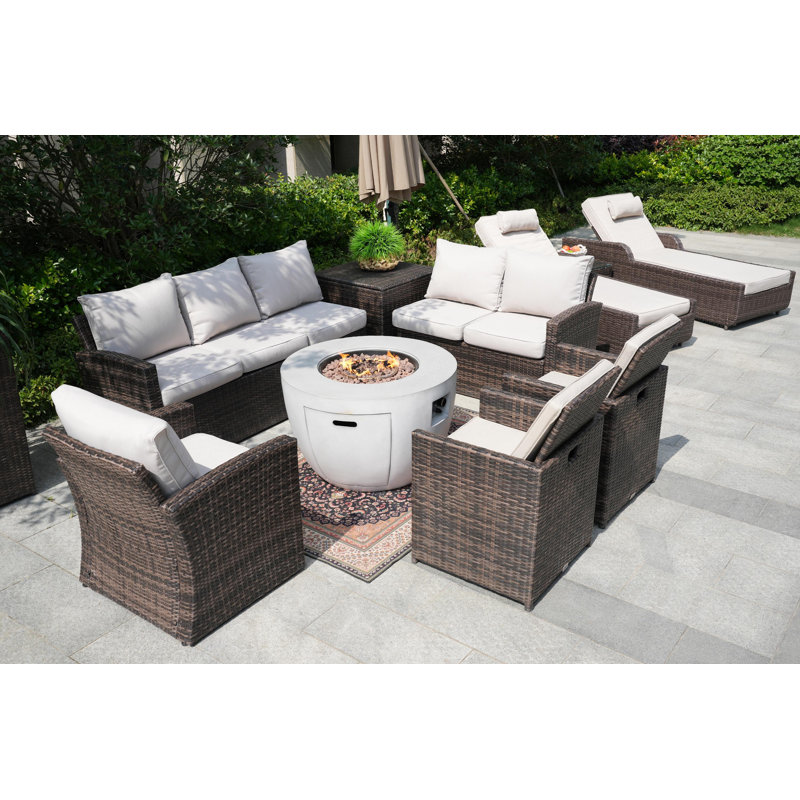 - Person Patio Conversation Set with Cushions, Brown