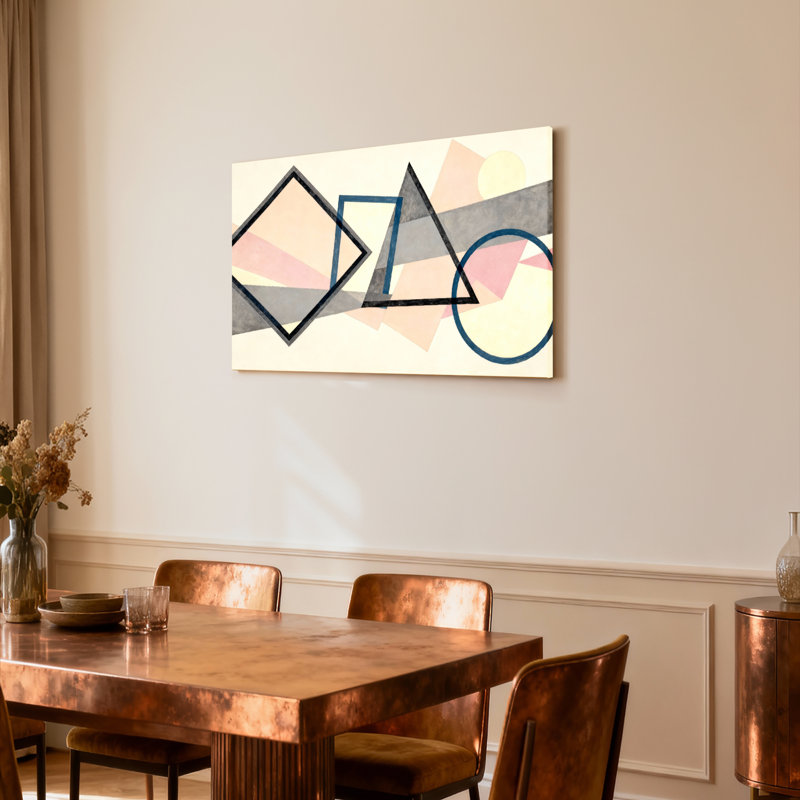 Ensemble de 1 tableau sur toile à motif abstrait géométrique, H 16 po x l 24 po