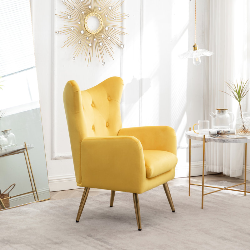 Fauteuil à oreilles Elegant Velvet, Jaune
