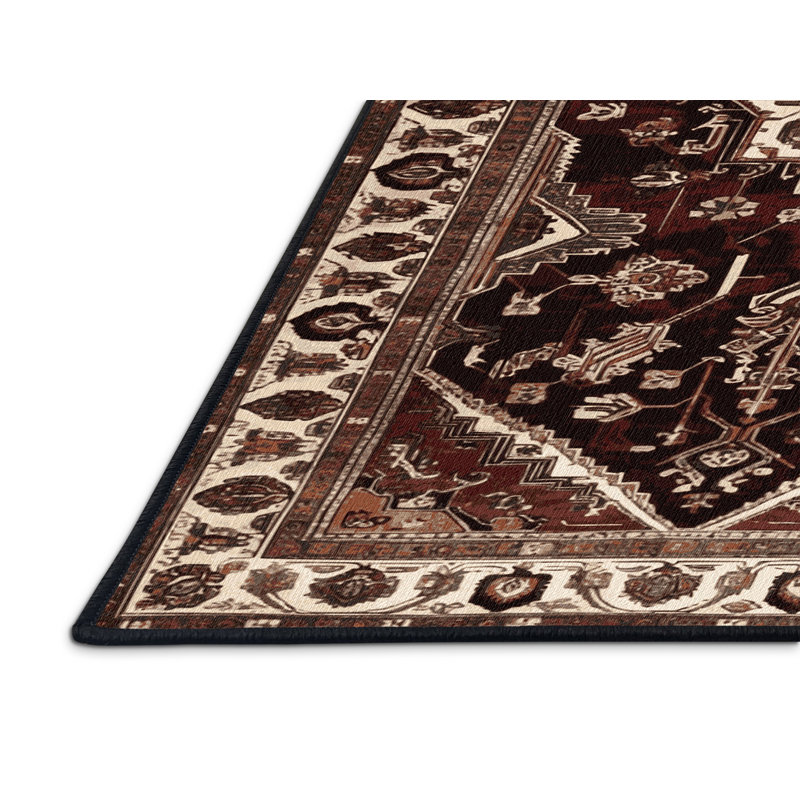 Tapis persan noir lavable à la machine, Rectangulaire 2 pi x 3 pi