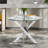 Modern Silver Glass Dining Table, Space-saving Design For Kitchen