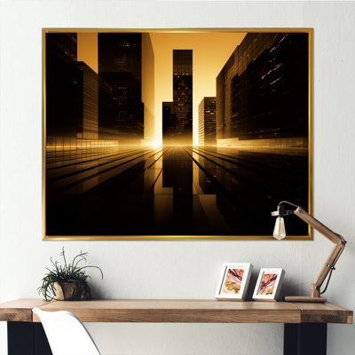 Sépia, silhouettes, paysage urbain, photo sur toile