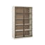 Mist Display Cabinet 50" Wide Tall Elegant Mist Oak Finish Smoked Gold Metal Doors-1644656347