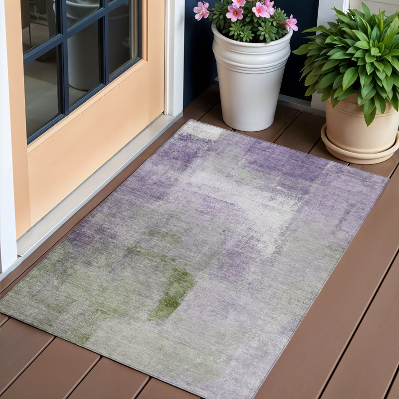 Tapis intérieur lavable abstrait vert 3 pi x 5 pi