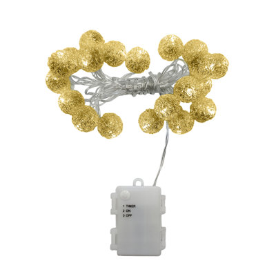 Janyssa Battery Operated String Lights with 20 Gold Balls
