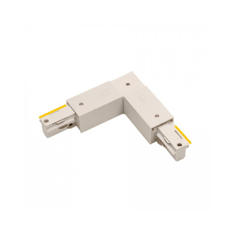 Connecteur en l avec rail, Blanc, 6.5