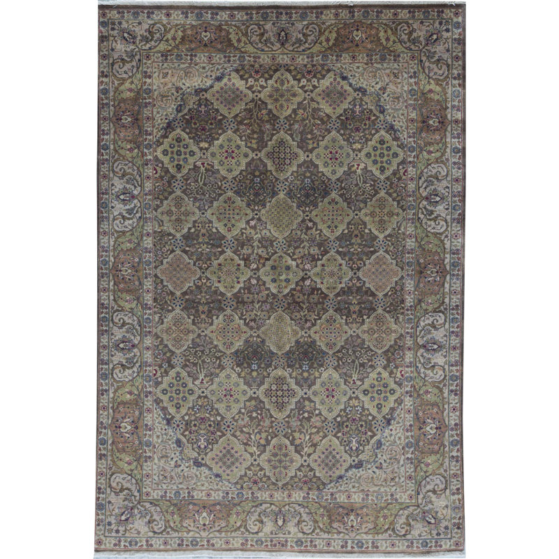 Lamani Wool Oriental Area Rug in Brown/Ivory/Green
