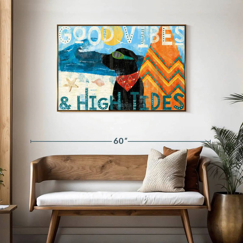 Good Vibes II, Cadre flottant doré, 43 po x 29 po